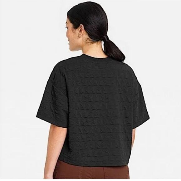 A New Day Black Relaxed Fit Quilted Boxy Short Sleeve Top (Size: XS) - Picture 4 of 11